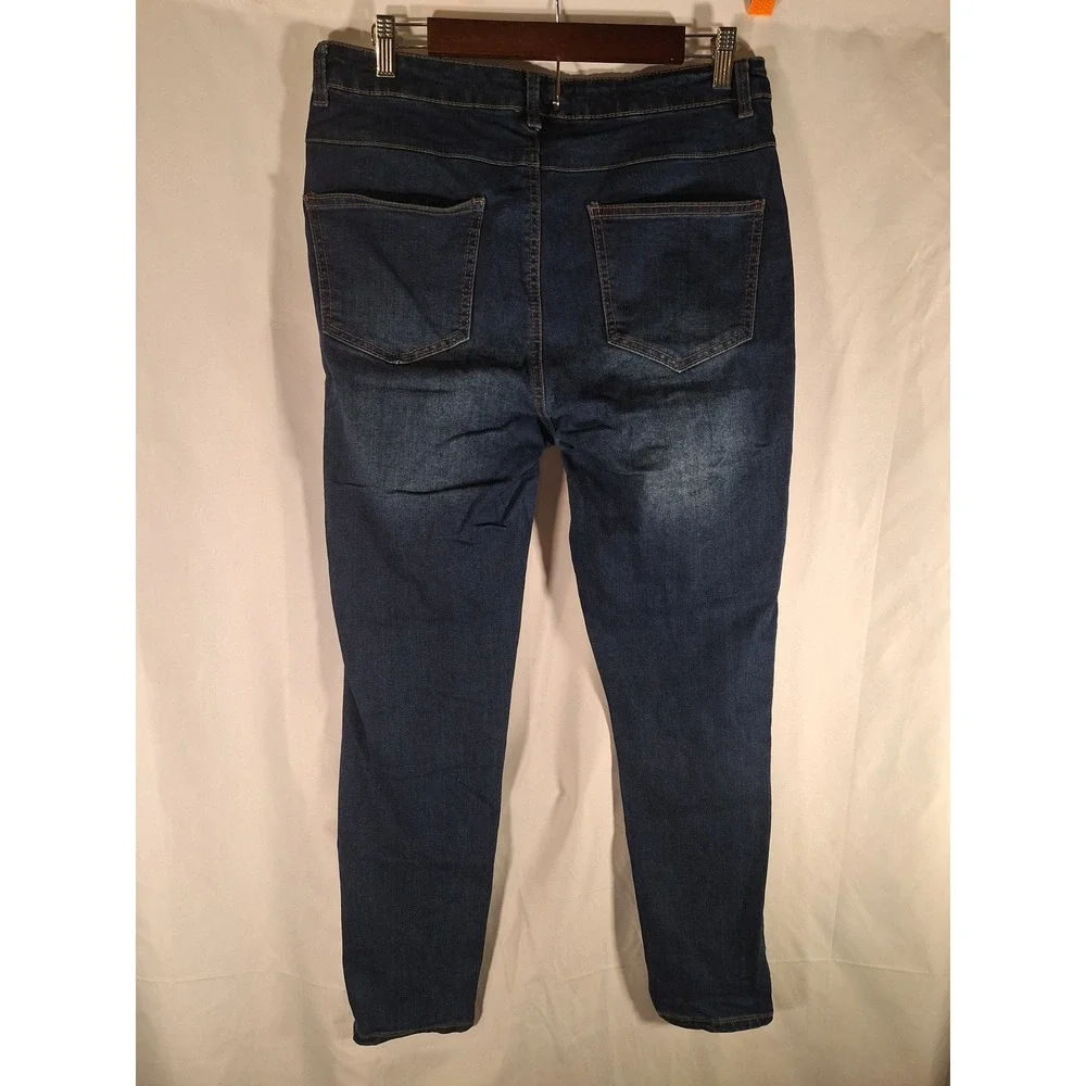 Refuge Women 12 Dark Wash High Rise Skinny Jeans Button Fly Stretch Denim Blue